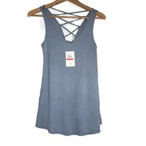 Hippie Rose Womens Juniors Size XS Light Blue Strappy Lace Up Tank Top Shirt